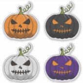 4PC Halloween Spooky Pompoen Stickers - Meerkleuri (Voorkant)