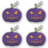 4PC Pompoen Stickers - Halloween Jack-o'-Lantern (Voorkant)