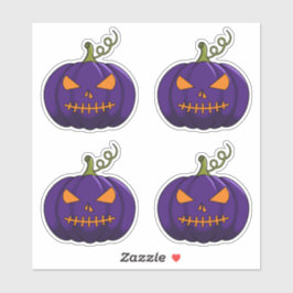 4PC Pompoen Stickers - Halloween Jack-o'-Lantern