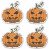 4PC Pompoen Stickers - Halloween Jack-o'-Lantern (Voorkant)