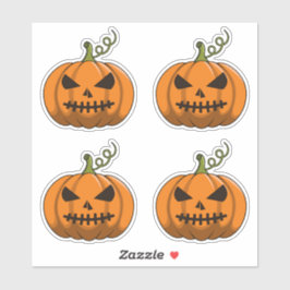 4PC Pompoen Stickers - Halloween Jack-o'-Lantern