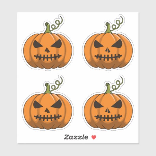4PC Pompoen Stickers - Halloween Jack-o'-Lantern (Vel)
