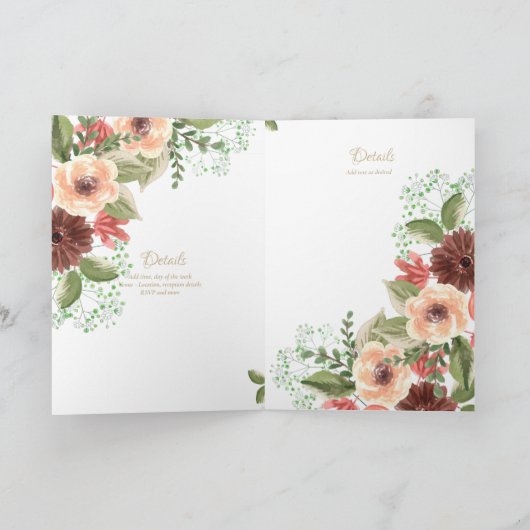 4pg Bloemige DOOP Uitnodigingen - Programma (Binnen)