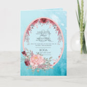 4pg Espagnol BODA Invitation Turquoise Aqua Bleu B (Devant)