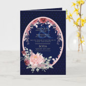 4pg Espagnol BODA Invitations Marine Bleu Bourgogn (Fleur jaune)