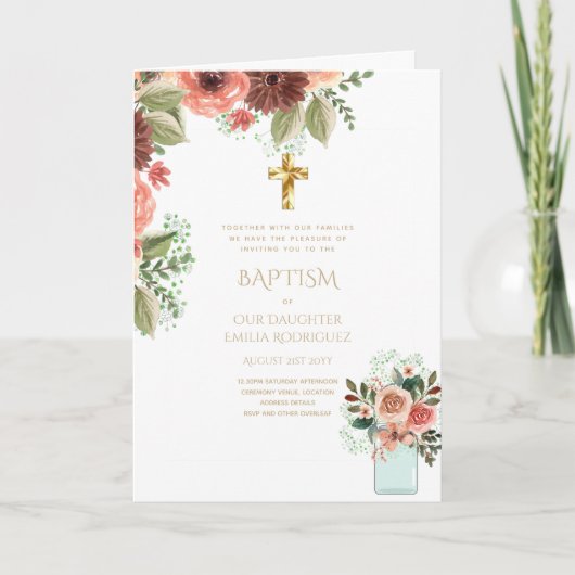 4pg Floral BAPTISM-uitnodigingen - Programma (Voorkant)