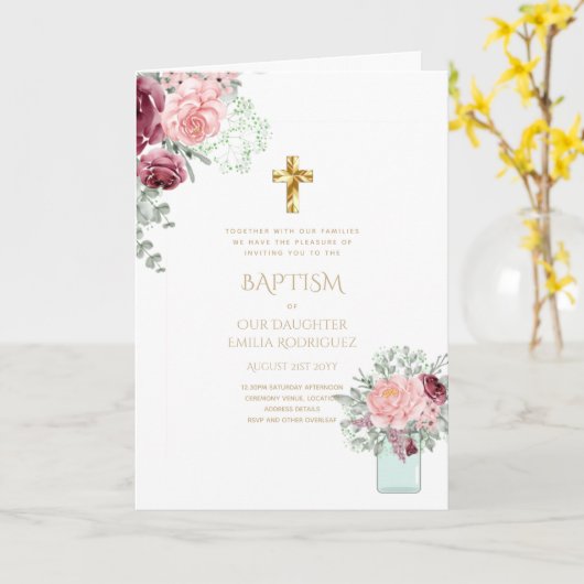4pg Floral BAPTISM-uitnodigingen - Programma (Gele Bloem)