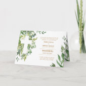 4pg Floral Cross Green Wedenery Wedding Invitation (Devant)