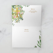 4pg Floral Cross Greenery Wedding Invite Programme Kaart (Binnen)