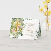 4pg Floral Cross Greenery Wedding Invite Programme Kaart (Gele Bloem)