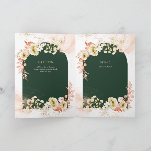 4pg Hispanic Bloemen Huwelijksprogramma Tweetalig Kaart (Binnen)