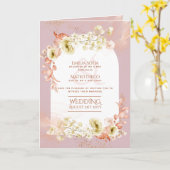 4pg Hispanic Floral Wedding Programme Bilingual Ch Kaart (Gele Bloem)