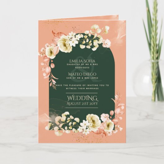 4pg Hispanic Floral Wedding Programme Bilingue Chi (Devant)