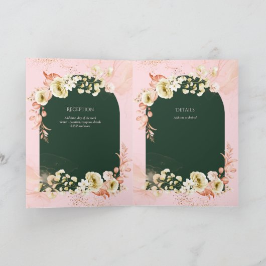 4pg Hispanic Floral Wedding Programme Bilingue Chi (Intérieur)