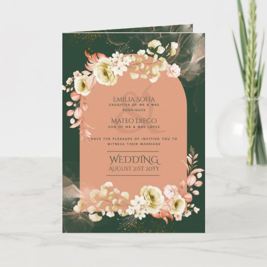 4pg Hispanic Floral Wedding Programme Bilingue Chi (Devant)