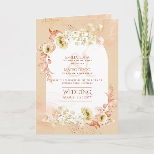 4pg Hispanic Floral Wedding Programme Bilingue Chi (Devant)