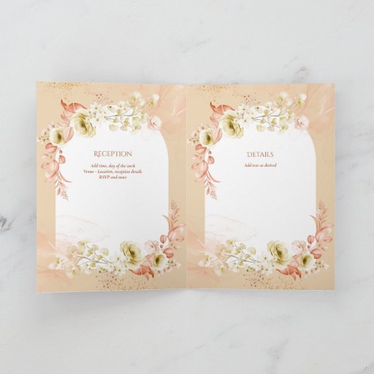 4pg Hispanic Floral Wedding Programme Bilingue Chi (Intérieur)