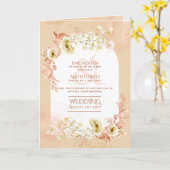 4pg Hispanic Floral Wedding Programme Bilingue Chi (Fleur jaune)