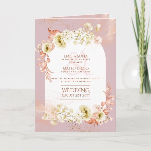 4pg Hispanic Floral Wedding Programme Bilingue Chi (Devant)