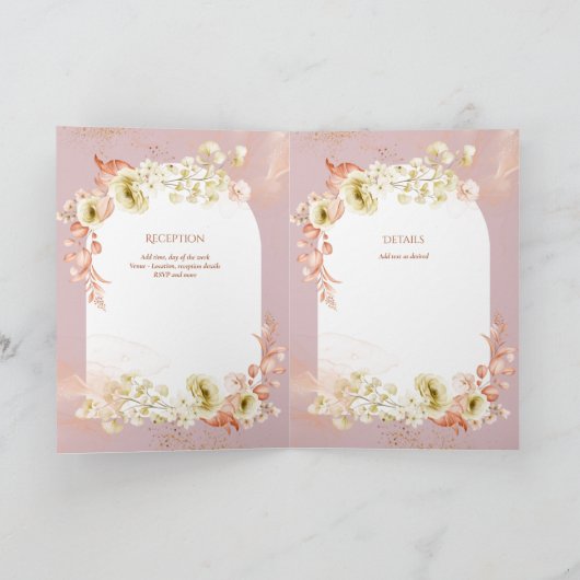 4pg Hispanic Floral Wedding Programme Bilingue Chi (Intérieur)