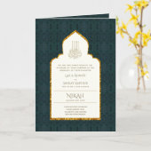 4Pg Invitation NIKAH WALIMA Orné d'Or Islamique (Fleur jaune)