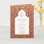 4Pg NIKAH WALIMA Invitation Red Gold Ornate (Fleur jaune)