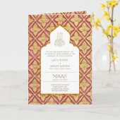 4Pg NIKAH WALIMA Invitation Red Gold Ornate (Fleur jaune)