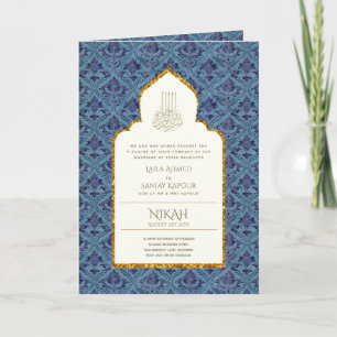 4pg NIKAH WALIMA nodigt Blue  Islamic uit Kaart