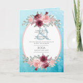 4pg Spaans BODA nodigt Blauwgroen Aqua Blue Burgun Kaart (Voorkant)