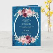 4pg Spaanse BODA uitnodigingen Teal Blauw Burgundy (Gele Bloem)