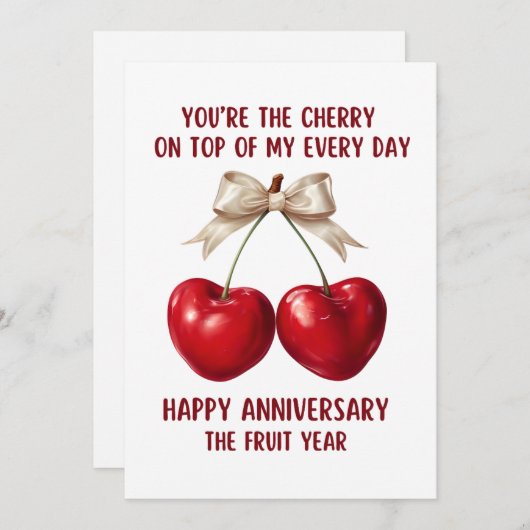 4th Anniversary Card, Fruit Anniversary Card, Feestdagenkaart (Voorkant / Achterkant)
