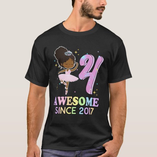 4th Bday Awesome Since 2017 Melanin Pride African  T-shirt (Voorkant)