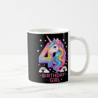 4th Birthday Girl Unicorn Rainbow Unicorn 4 Years Koffiemok