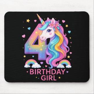 4th Birthday Girl Unicorn Rainbow Unicorn 4 Years Muismat