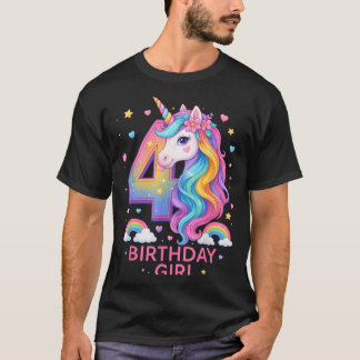 4th Birthday Girl Unicorn Rainbow Unicorn 4 Years T-shirt