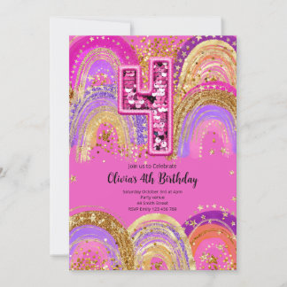 4th Birthday Girls Invitation