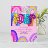 4th Birthday Sequin Rainbow Party Invitation (Debout devant)