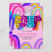 4th Birthday Sequin Rainbow Party Invitation (Devant / Derrière)