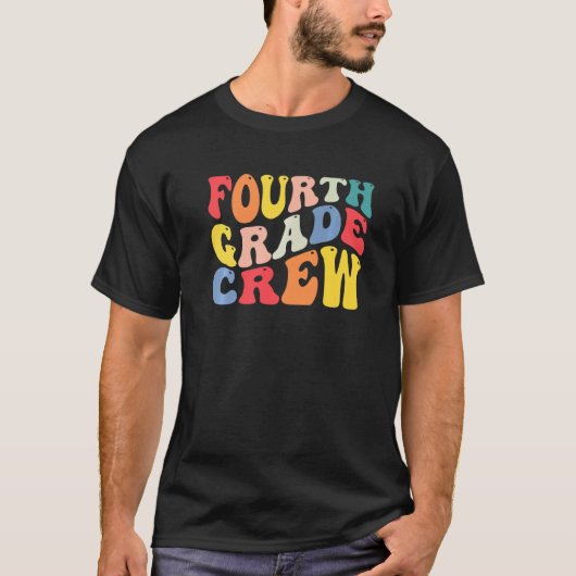 4th Fourth Grade Crew Teacher Back To School Retro T-shirt (Voorkant)