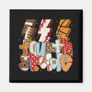 4th Grade Boys Lightning Bolt Football Baseball Ba Magneet