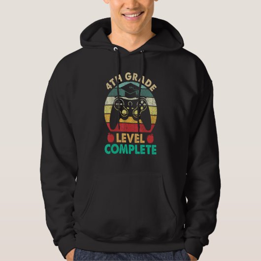 4th Grade Graduation Level Complete Video Gamer St Hoodie (Voorkant)