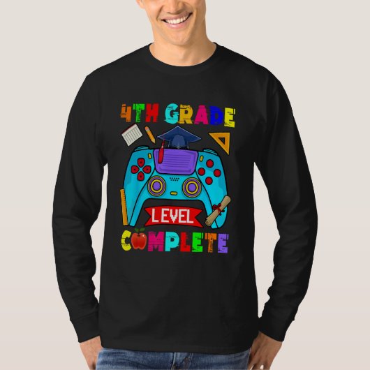 4th Grade Level Complete Cute Gamer Graduate Game T-shirt (Voorkant)