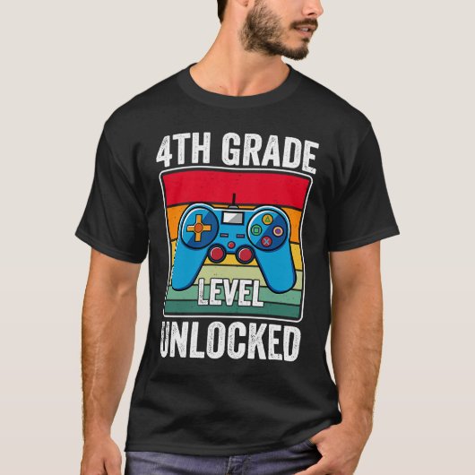 4th Grade Level Unlocked Video Game Back to School T-shirt (Voorkant)