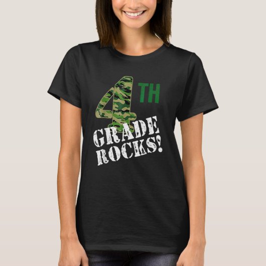 4th Grade Rocks Camo Fourth Grader Back To School  T-shirt (Voorkant)