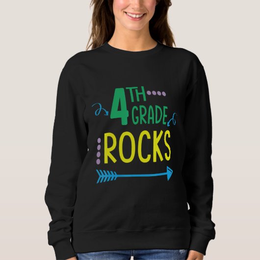 4th Grade Rocks Student Senior Teacher Happy Back Trui (Voorkant)