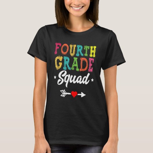 4th Grade Squad Fourth Teacher Student Team Back T T-shirt (Voorkant)