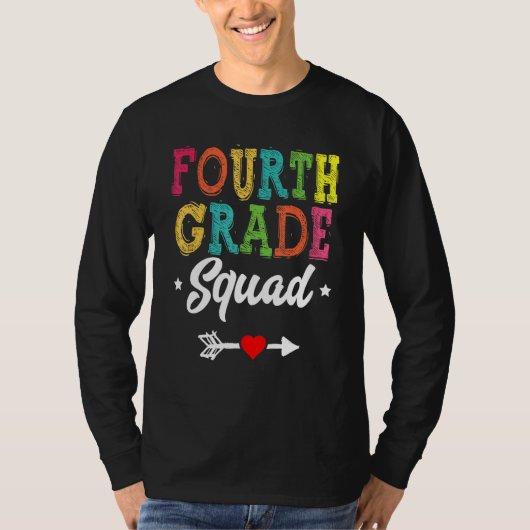4th Grade Squad Fourth Teacher Student Team Back T T-shirt (Voorkant)