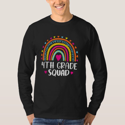 4th Grade Squad Teacher Student Rainbow 100th Day T-shirt (Voorkant)