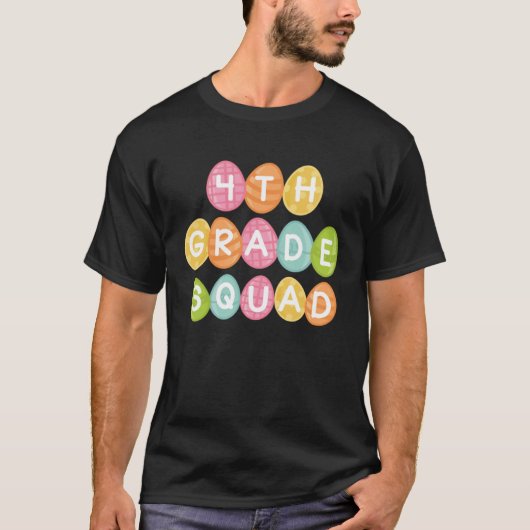 4th Grade Squad Teacher Student Team Happy Easter  T-shirt (Voorkant)