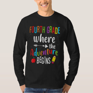 4th Grade Where The Adventure Begins Back to Schoo T-shirt